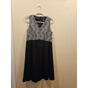 NWT Doncaster Black White Floral Silk‎ Blend Sleeveless V-Neck Dress Size 6